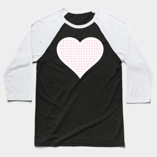 Millennial Pink and White Gingham Heart Baseball T-Shirt